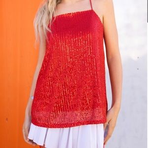 Sparkly Red Sequin Tank Top